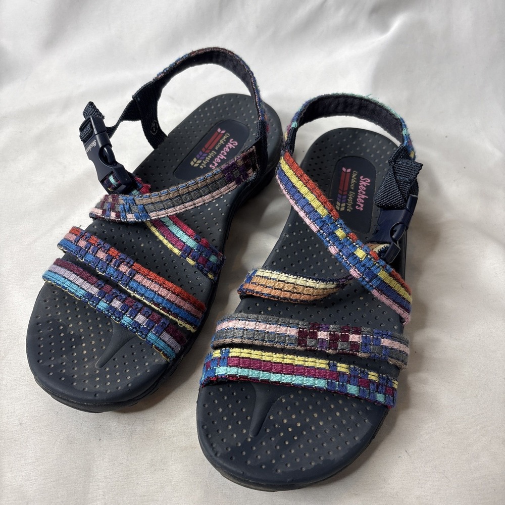 Skechers Reggae Sew Me Sandals Women 7 Rainbow Strappy Comfort Boho Outdoors
